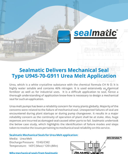 Sealmatic Delivers Mechanical Seal Type U945-70-G911 For Urea Melt Application