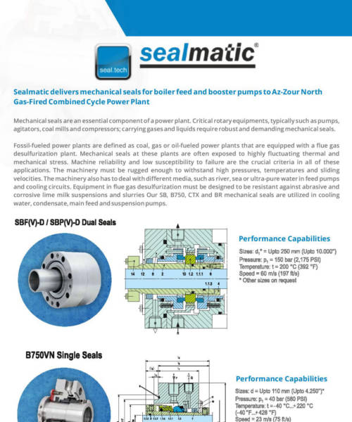 Sealmatic delivers Mechanical Seals for Boiler Feed and Booster Pumps to Az-Zour North Gas-Fired Combined Cycle Power Plant
